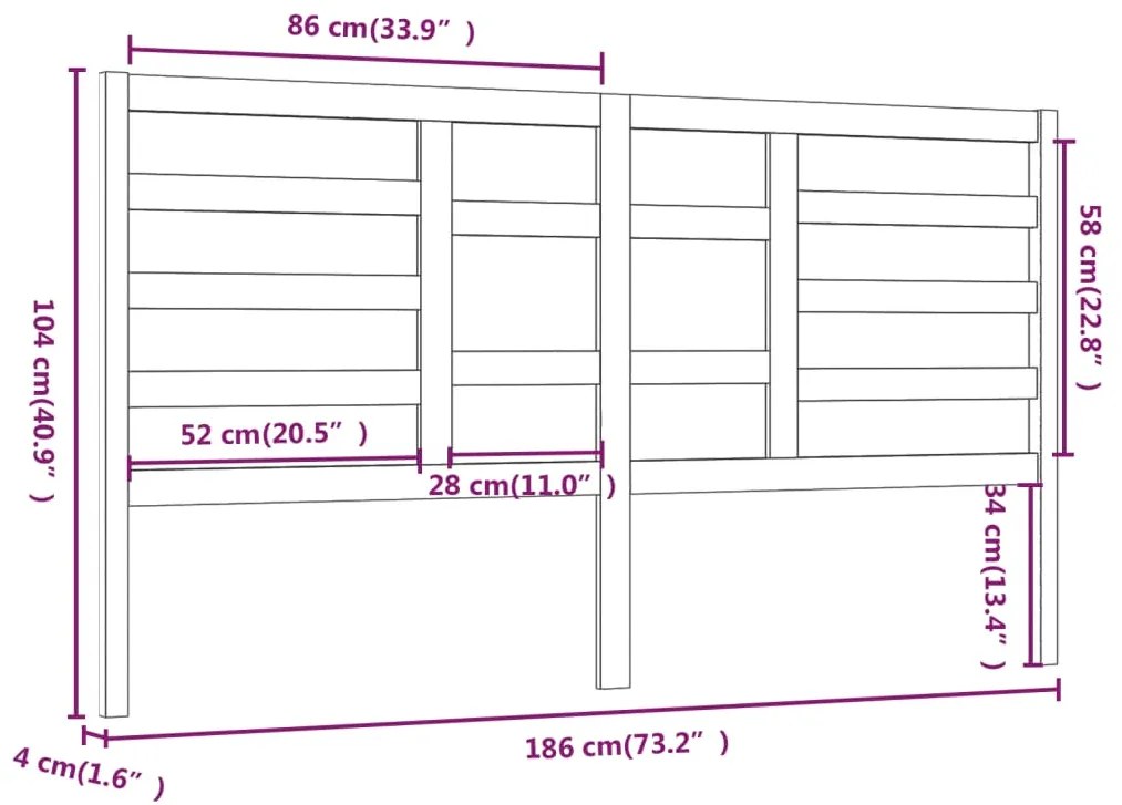 Cabeceira de cama 186x4x104 cm pinho maciço