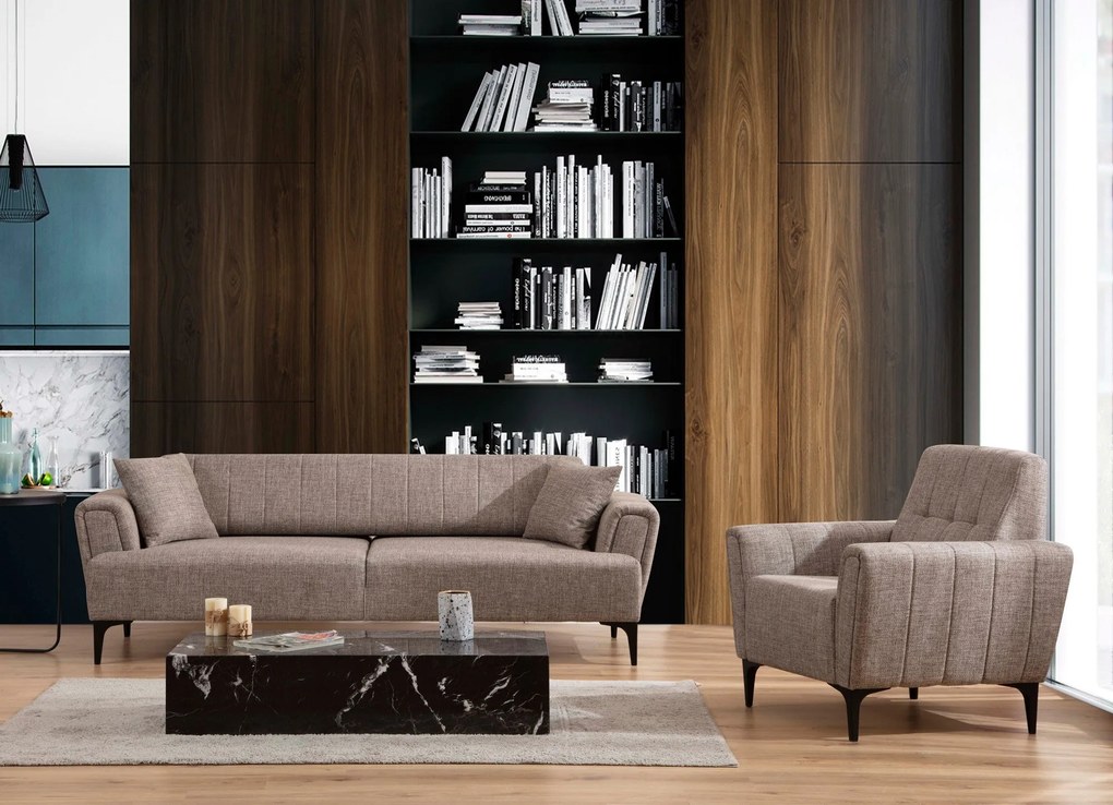 Sofá-cama 3 Lugares Hamlet – Castanho Claro – 230 cm x 95 cm x 77 cm