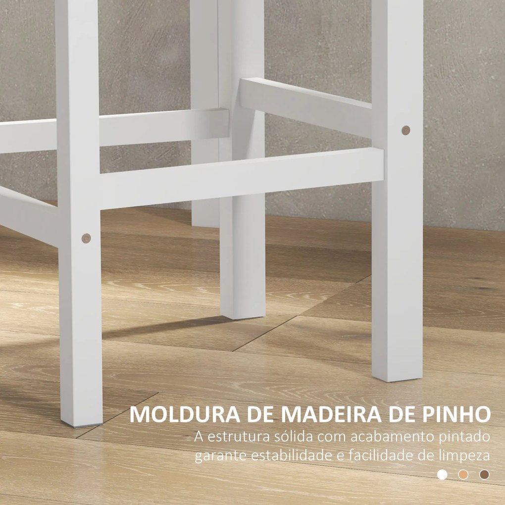 Conjunto de 2 Bancos de Bar de Madeira com Encosto e Apoio para os Pés Estilo Rústico para Cozinha 41x46x97.5 cm Natural
