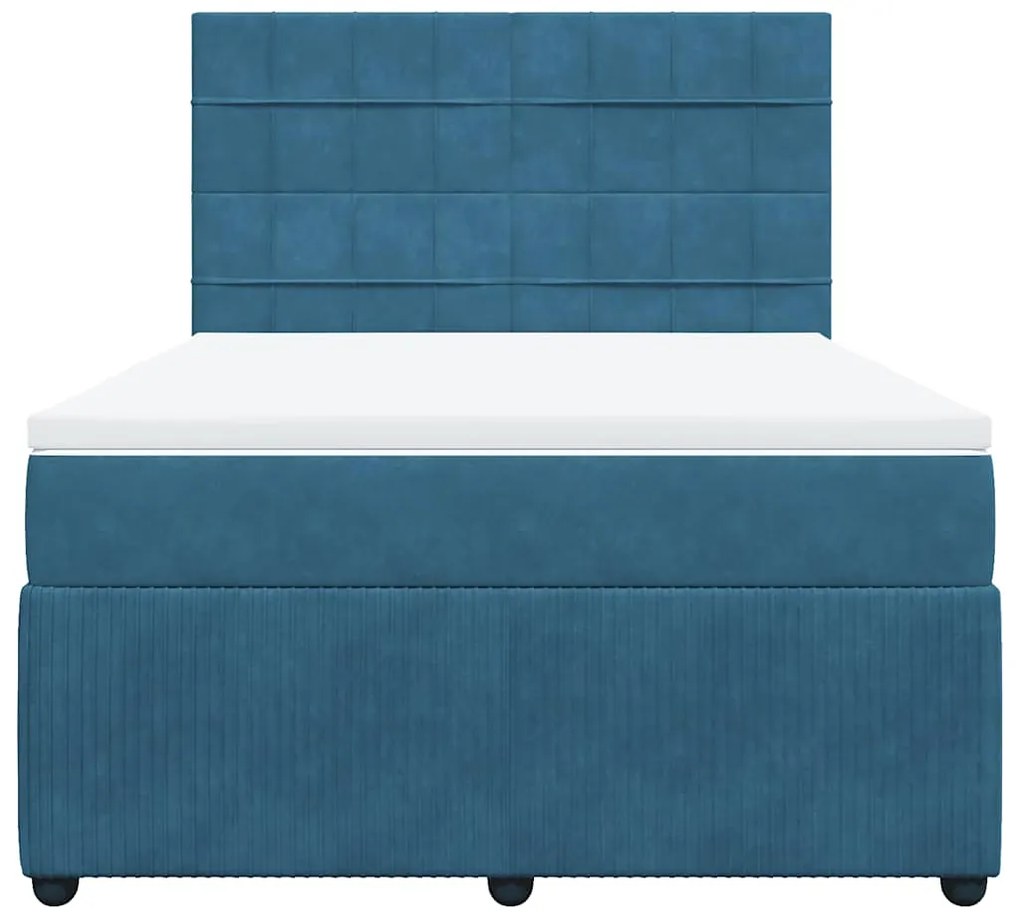 Cama com molas/colchão 140x200 cm veludo azul