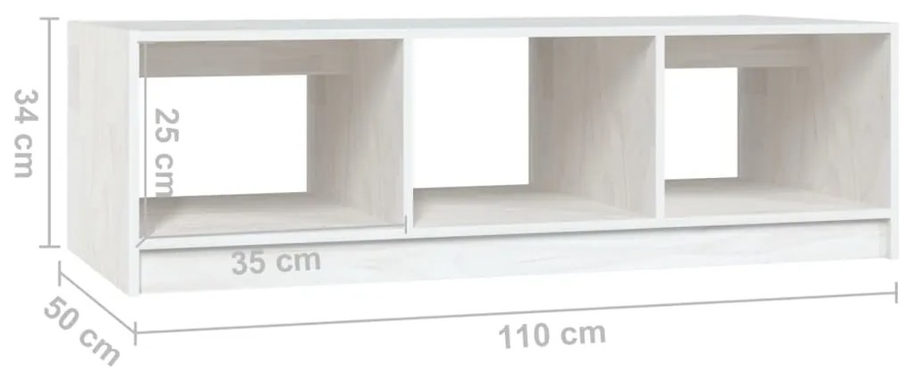 Mesa de centro 110x50x34 cm madeira de pinho maciça branco