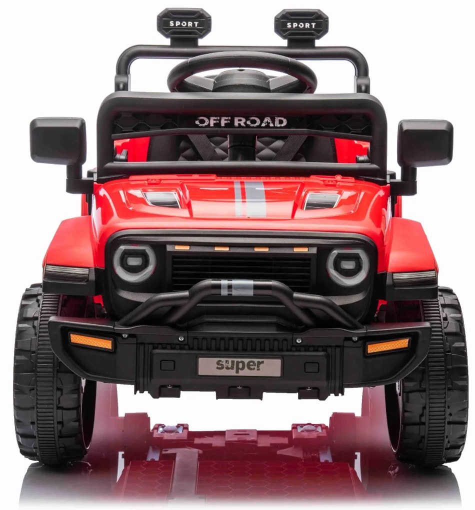 Jipe elétrico para crianças OFFROAD NEW, bateria de lítio, chassis alto, banco largo, suspensão nas rodas traseiras, controlo remoto de 2,4 GHz, leito