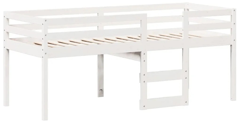 Cama alta com telhado 75x190 cm pinho maciço branco