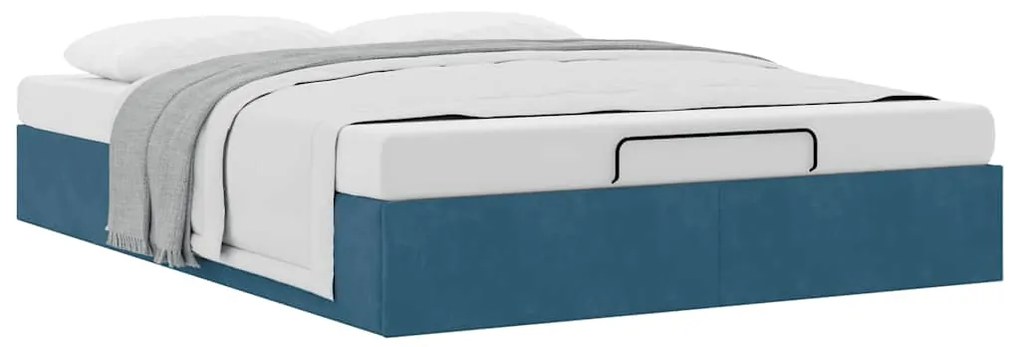 Estrutura de cama otomana sem colchão 140x190 cm azul escuro