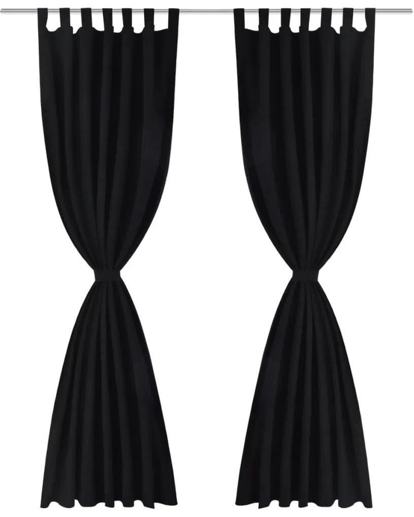 Cortinas de cetim com laços, 2 pcs, preto 140 x 245 cm