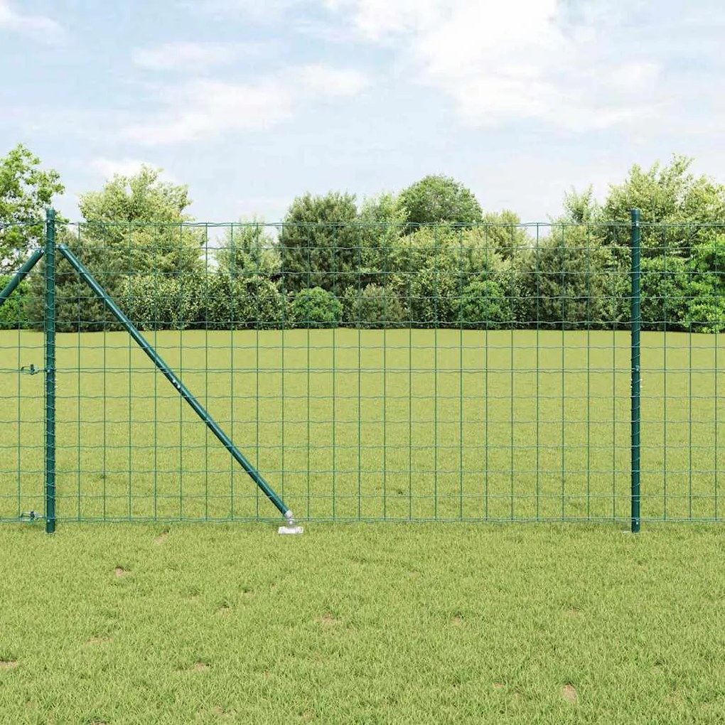 vidaXL Cerca Euro com 7 postes de 1,2x10m em aço galvanizado verde