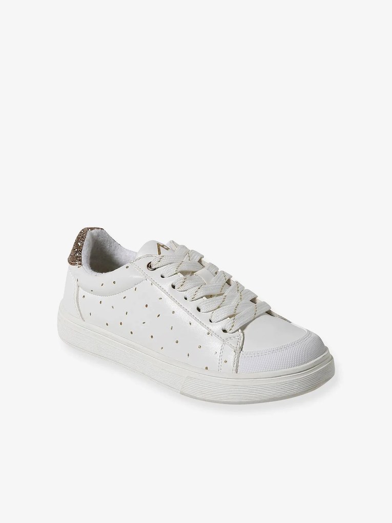 Sapatilhas com detalhes dourados, para criança branco estampado