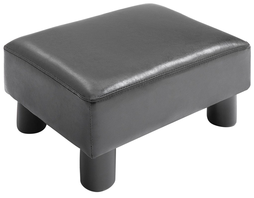 Apoio para os Pés Pufe Banco Pequeno Estofado em Pele Sintética com Assento Acolchoado e Pés de Plástico 40x30x24 cm Preto