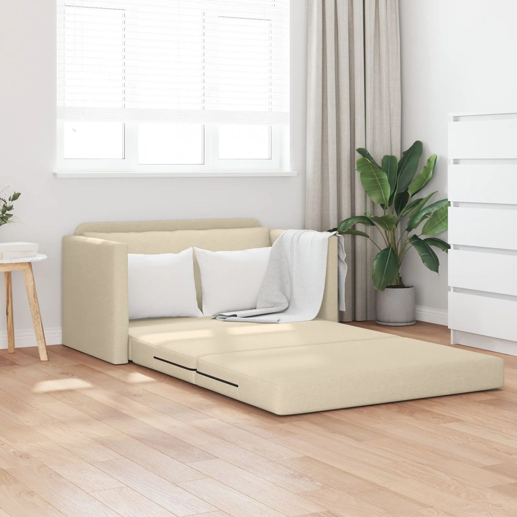 Sofá-Cama 2 em 1 Creme 124x71x78 cm Tecido