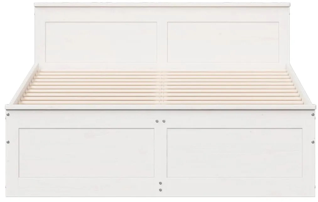 Cama sem colchão com cabeceira 150x200 cm pinho maciço branco