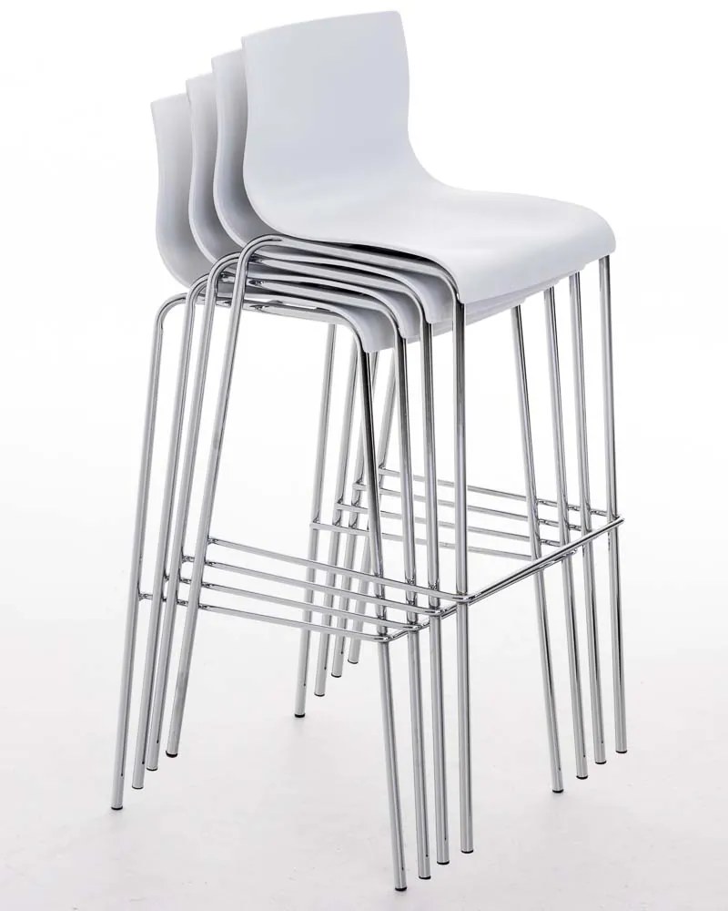 Conjunto de 2 bancos de bar Hoover em plástico e com estrutura cromada 43 x 100 x 48 cm Branco
