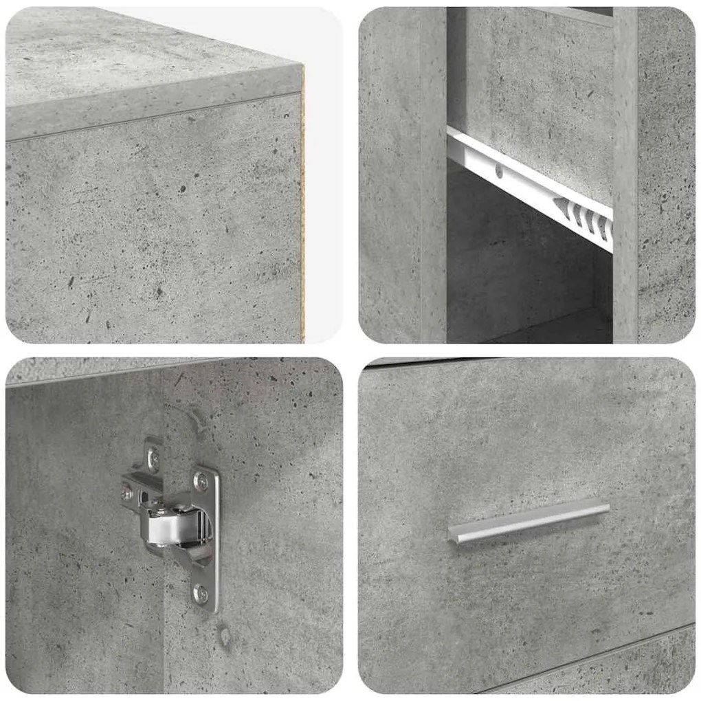 Mesa de Canto Cinza Concreto 102x88x75 cm Madeira Engenheirada