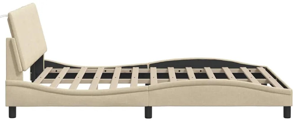 Estrutura de cama sem colchão 140x190 cm tecido cor creme