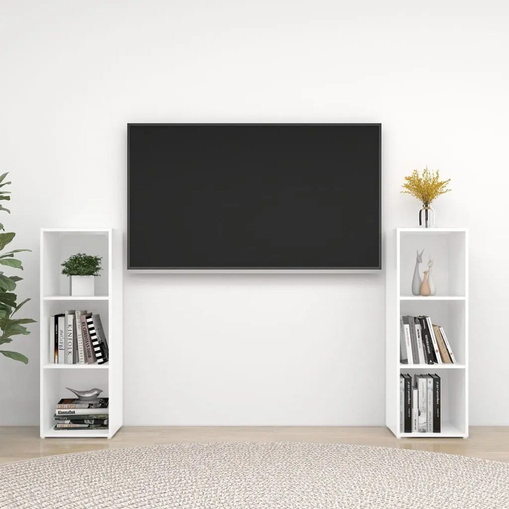 Móveis de TV 2 pcs 107x35x37 cm contraplacado branco