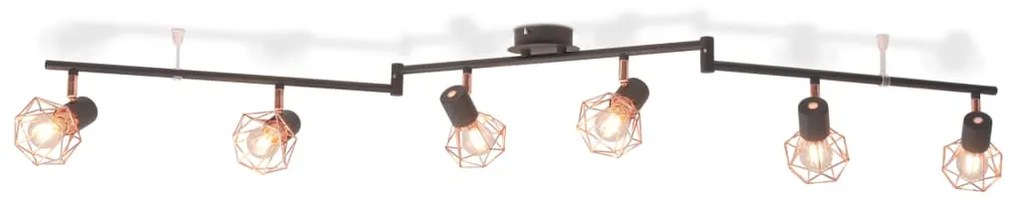 vidaXL Candeeiro de teto com 6 focos E14 preto e cobre
