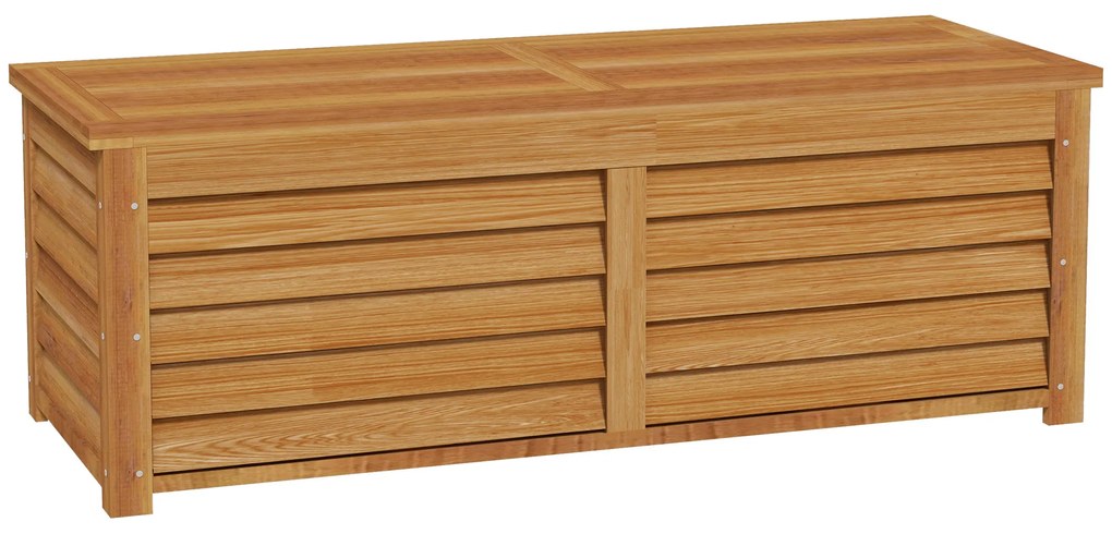 Outsunny Baú de Armazenamento Exterior Jardim 176L em Madeira com Alça 130x50x45 cm | Aosom Portugal