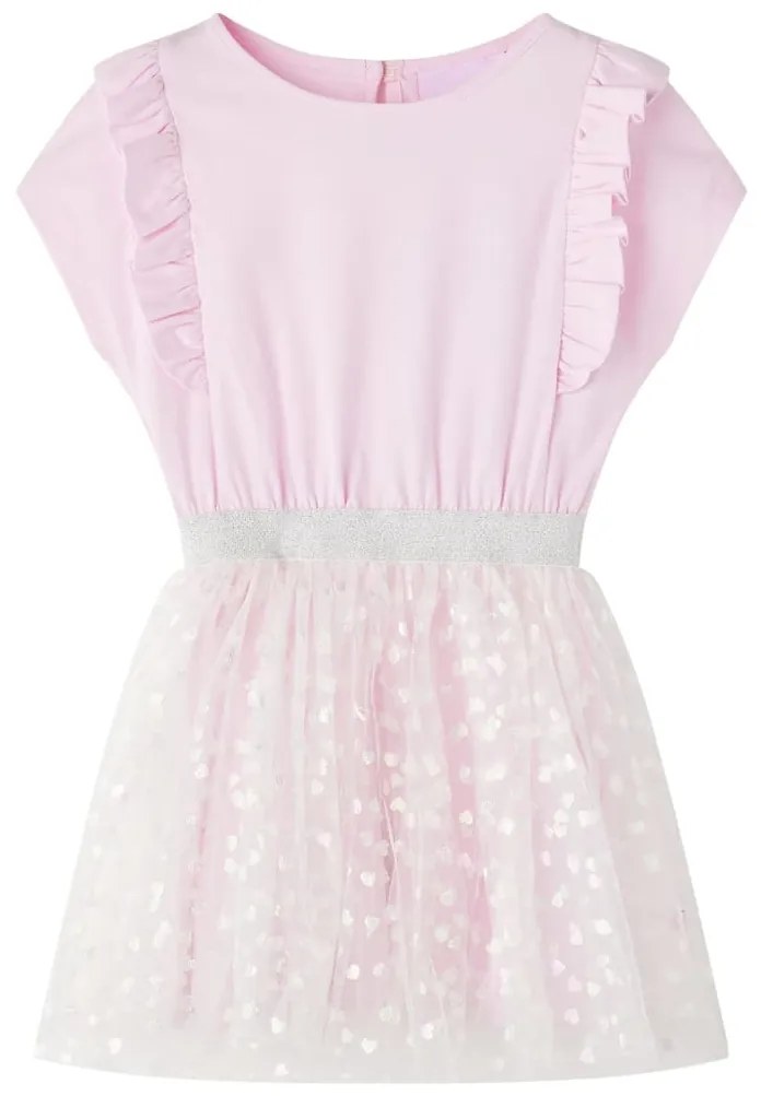 Vestido de criança com folhos rosa-claro 116