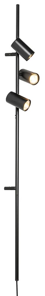 Candeeiro de parede preto com interruptor de pé 3 luzes - Jeana Luxe Moderno