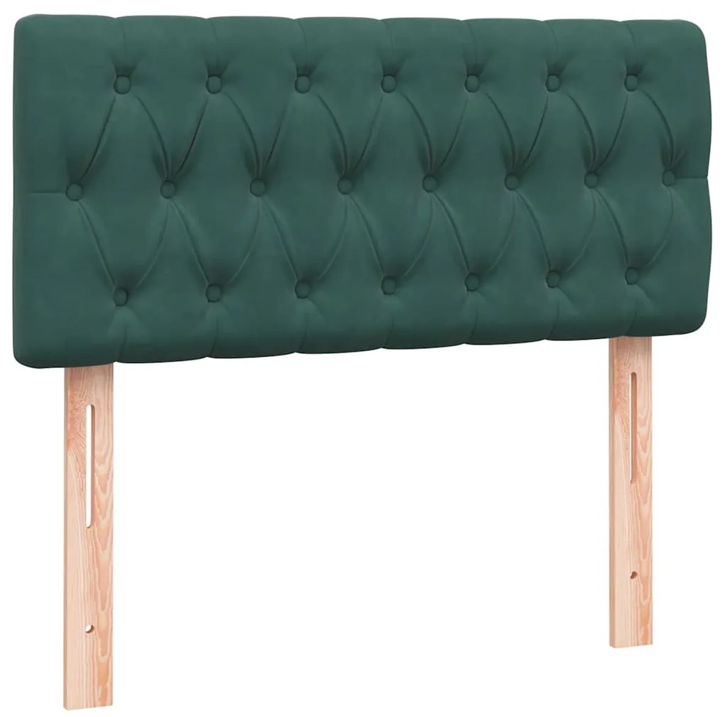 Cama com molas/colchão verde-escuro 80x220 cm veludo