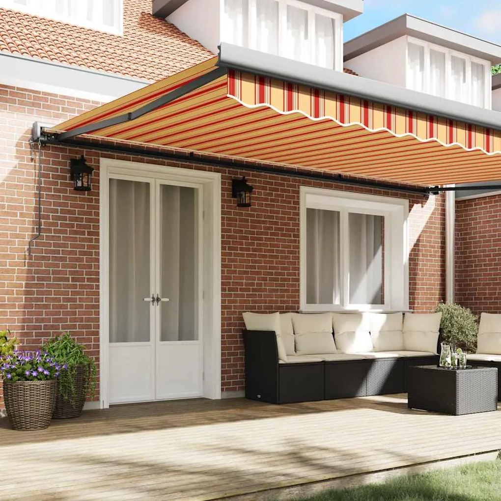 Toldo Retrátil Automático Amarelo e Laranja 500x300 cm