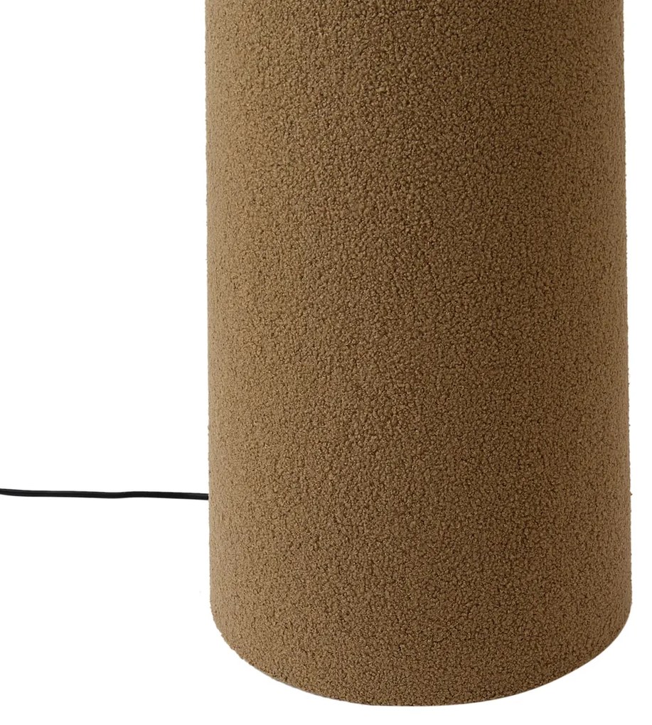 Candeeiro de pé Japandi castanho tecido teddy 2-luzes - Trompet Japandi