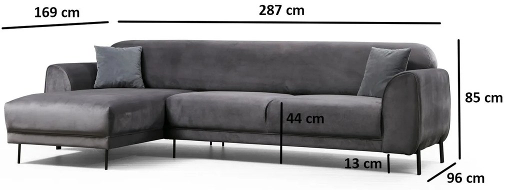 Sofá-Cama de Canto Image Corner - Antracite - 287 x 169 cm