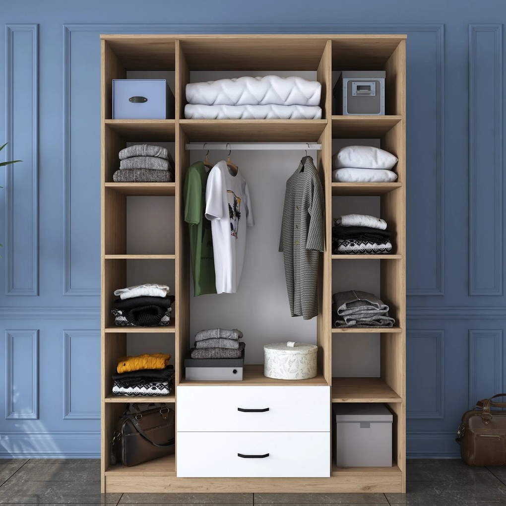 Guarda-Roupa BA131 – Nogueira e Branco – 210x210x51,5 cm