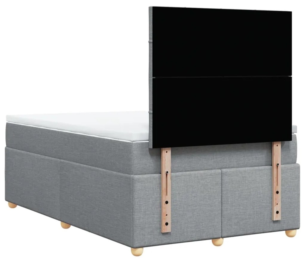 Cama boxspring com colchão 120x190 cm tecido cinzento-claro