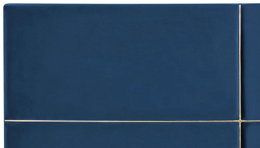 Cama de casal com arrumação em veludo azul marinho 140 x 200 cm VERNOYES   Beliani