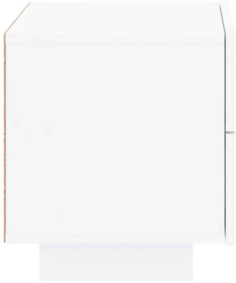 Mesa de cabeceira com luzes LED 70x36x40,5 cm branco
