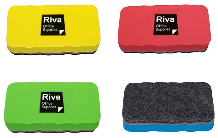 Apagador Magnético Ultra Leve para Quadros Brancos Riva Pack 4 Cores