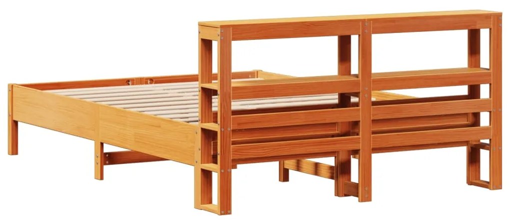 Cama sem colchão 140x190 cm pinho maciço castanho-mel