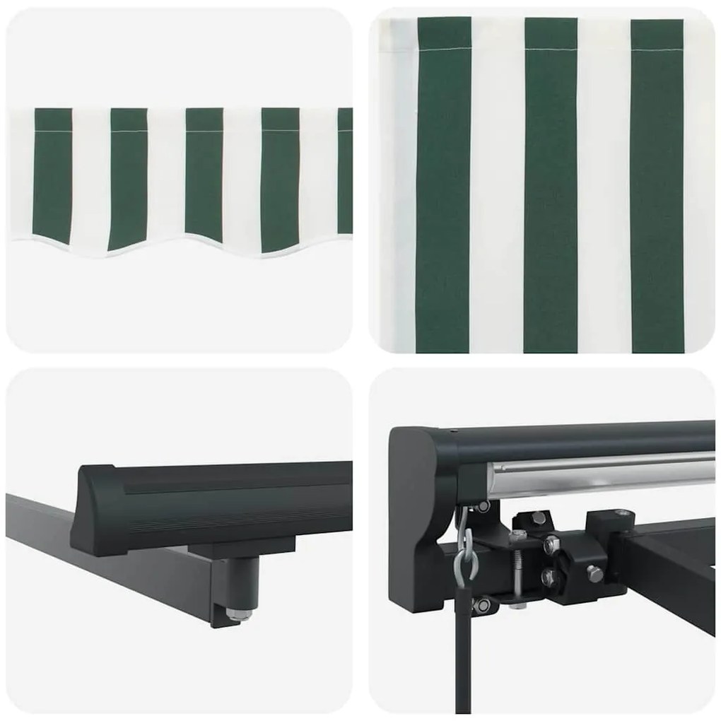 Toldo Retrátil Manual Verde e Branco 400x300 cm