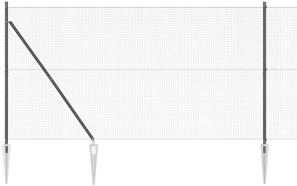 Conjunto de Postes de Cerca Conjunto de 2 Cinza Metal 25 x 1,5 m