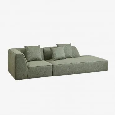 Sofá De Canto Modular Cardea De 2 Peças Com Chaise Longue Direita Estofada Bouclé Verde Sálvia - Sklum