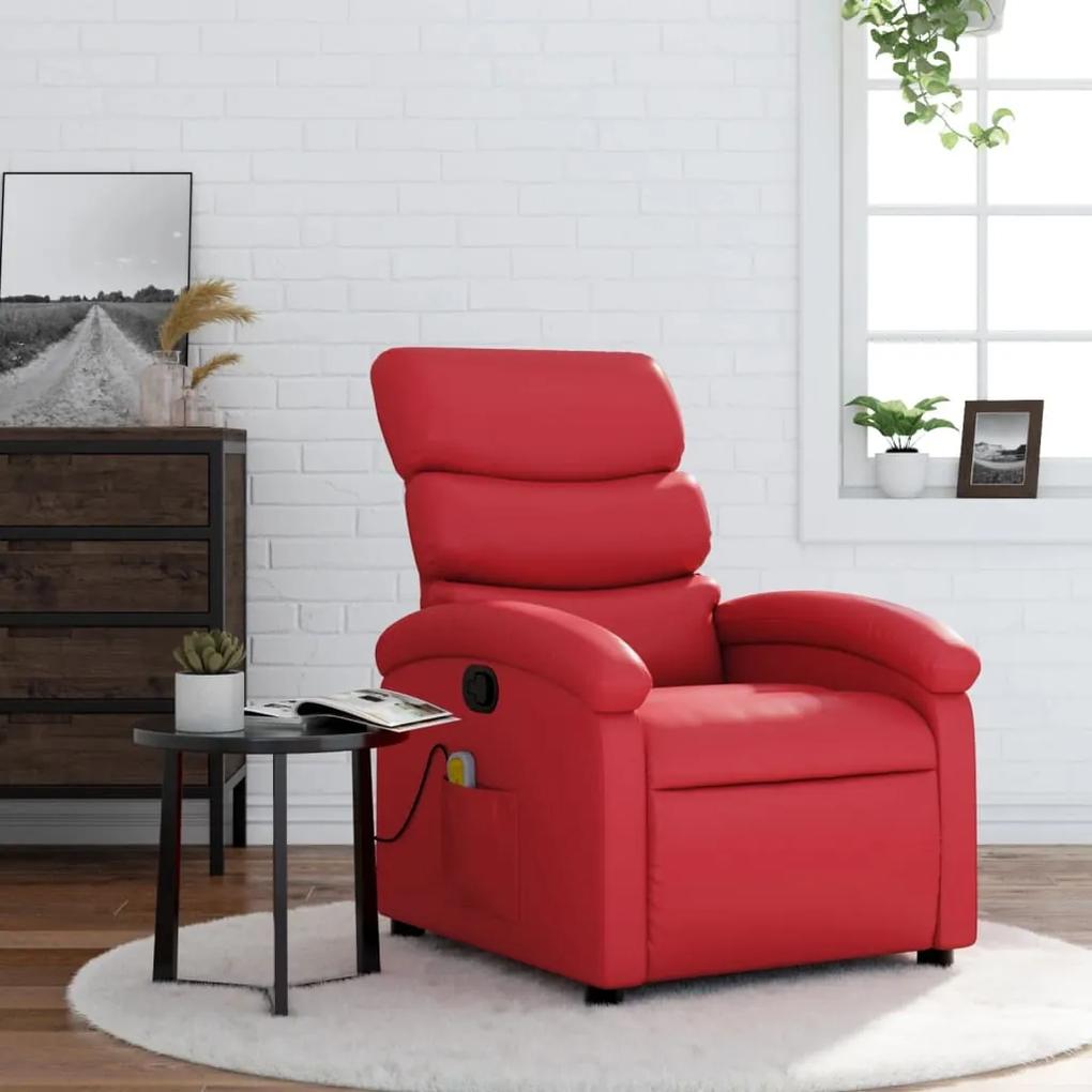 371725 vidaXL Poltrona de massagens reclinável couro artificial vermelho