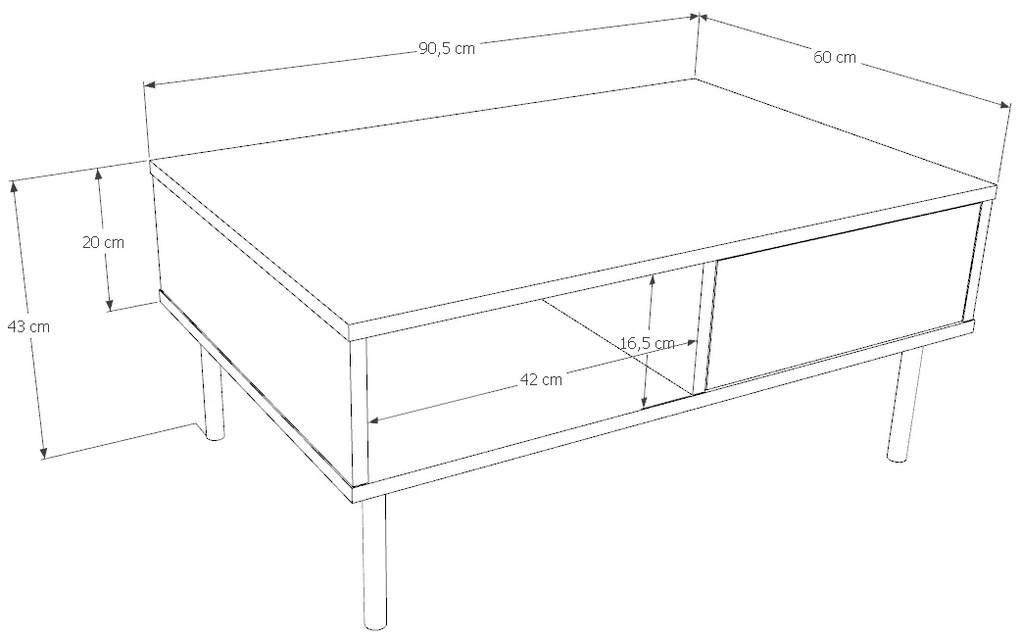 Mesa de centro 90 x 60 x 43 cm Venus Cor Cashmere
