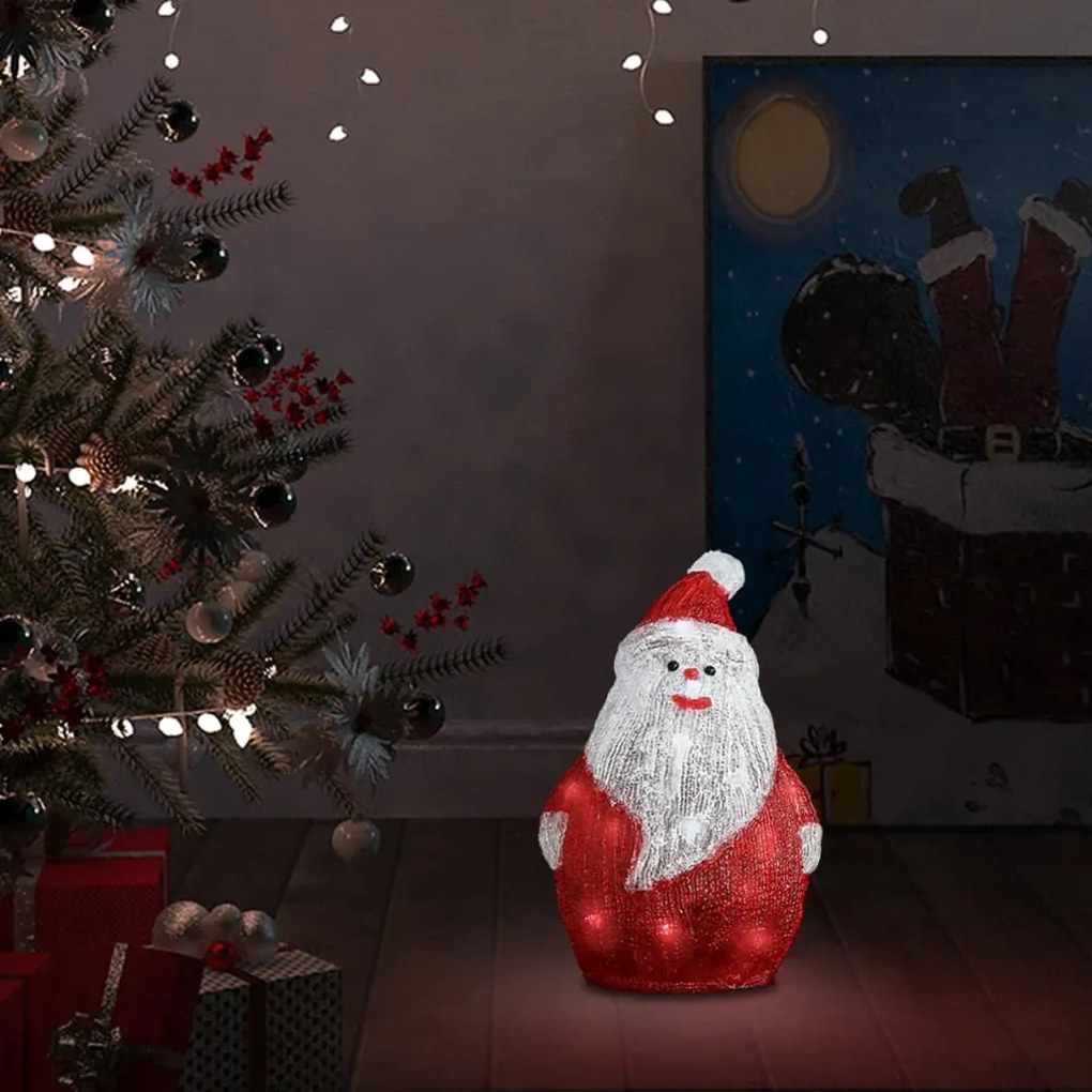 328786 vidaXL Figura Pai Natal acrílico c/ luzes LED interior e exterior 28cm