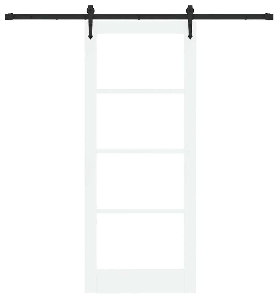 Porta Deslizante com Conjunto de Hardware Branca 83x202 cm Madeira Sól