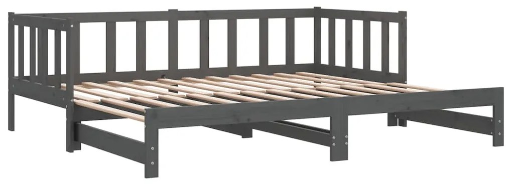 Estrutura sofá-cama de puxar 2x(90x190) cm pinho maciço cinza