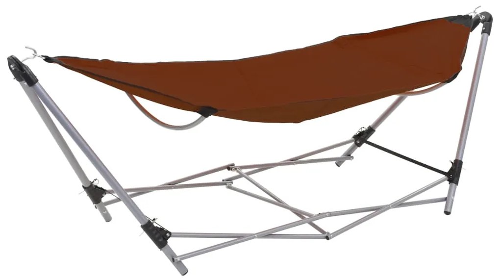 44367 vidaXL Rede com suporte dobrável castanho
