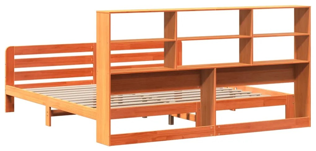 Cama sem colchão 200x200 cm pinho maciço castanho-mel