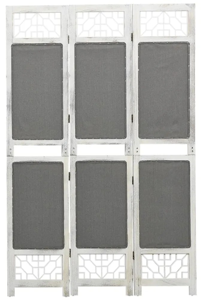 vidaXL Biombo com 3 painéis 105x165 cm tecido cinzento