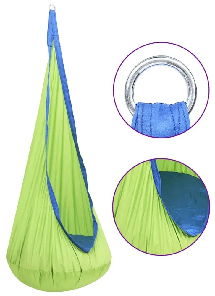 93266 vidaXL Rede/baloiço para crianças suspenso 80 kg verde