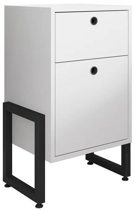 Mesinha de Cabeceira WOLLY – 40x32x66,5 cm – MDP Branco e Estrutura em