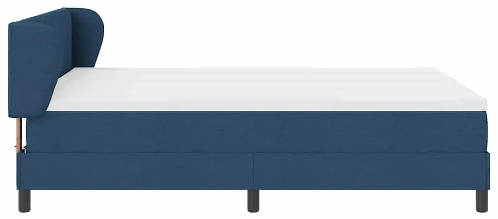 Cama Box Spring com Colchão Azul 140x190 cm em Tecido
