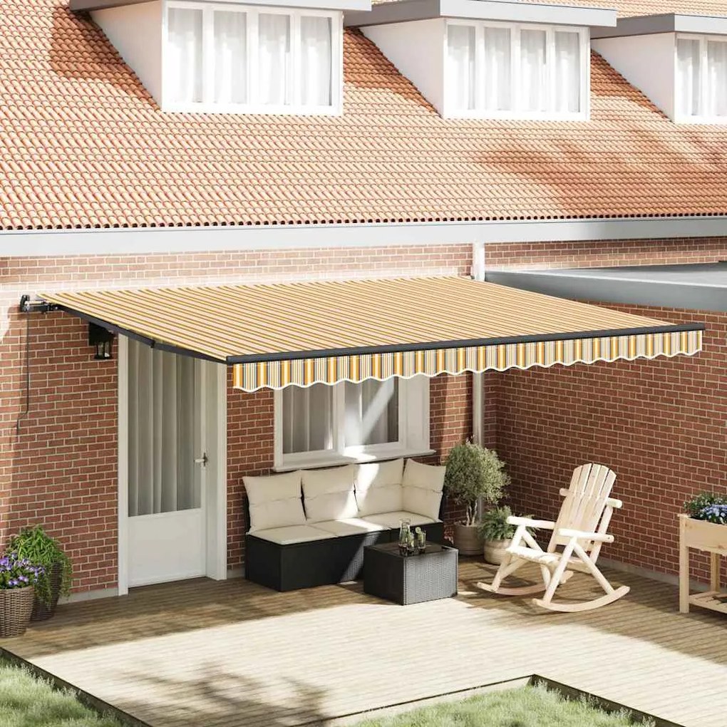 vidaXL Toldo Retrátil Manual Manual Multicolor 450 × 350 cm tecido