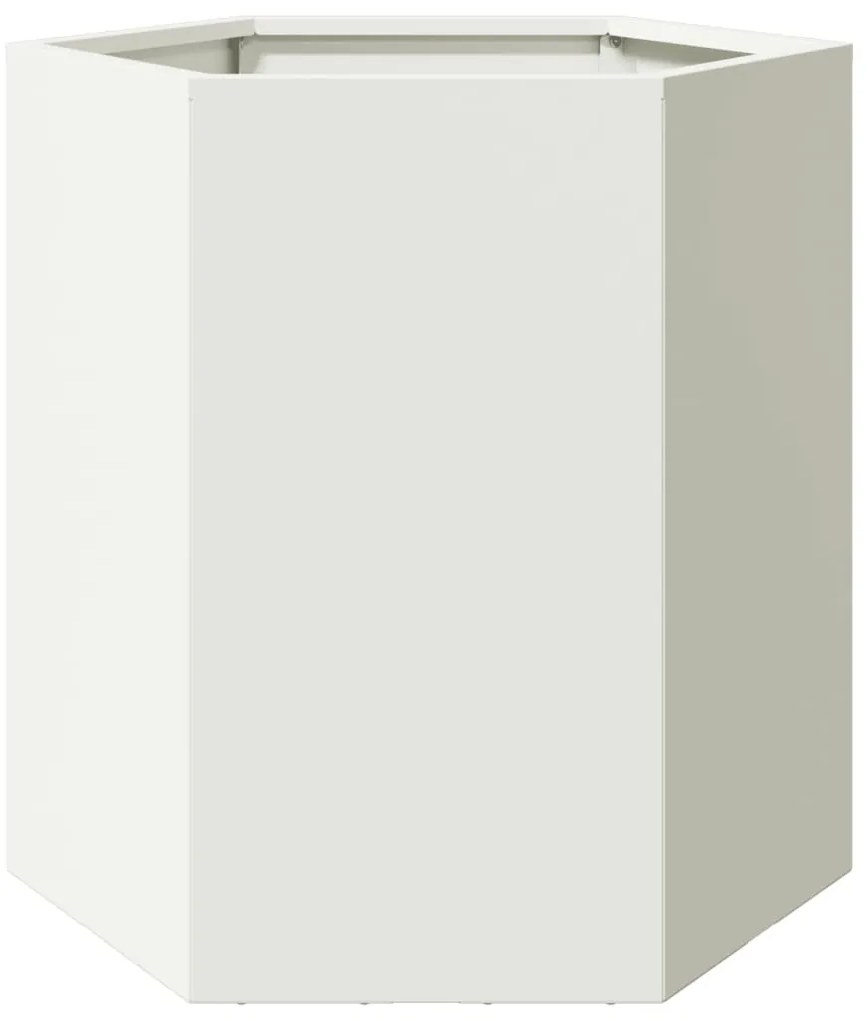 Vasos floreiras de jardim 2 pcs hexagonal 46x40x45cm aço branco