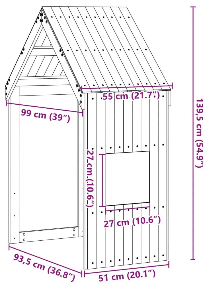Telhado de cama infantil 55x99x139,5 cm pinho maciço branco