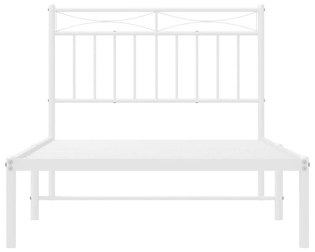 Estrutura de cama com cabeceira 100x190 cm metal branco